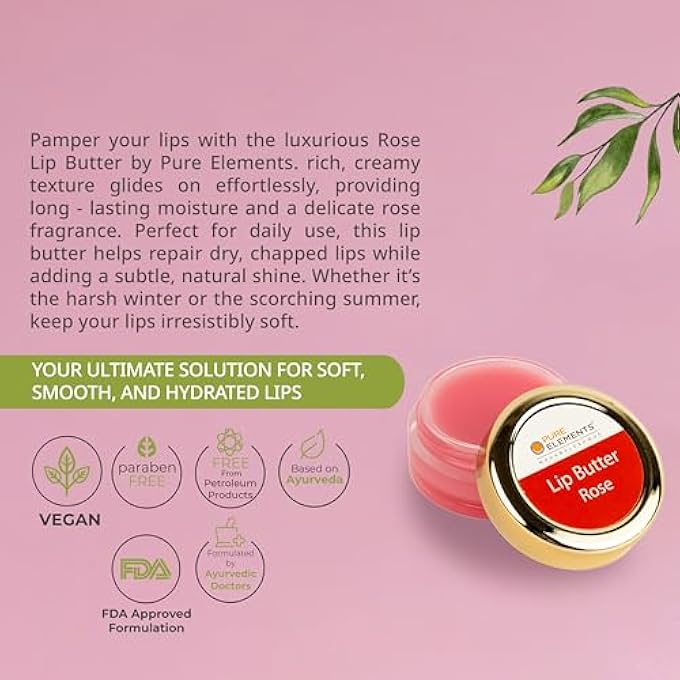 Pure Elements ROSE LIP BUTTER NATURAL & ORGANIC LIP CARE 8 GM - Image 3
